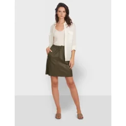 Skirts And Shorts*OAKWOOD Alba Khaki - Genuine Leather Straight Skirt
