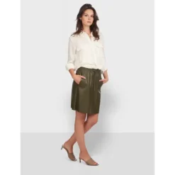 Skirts And Shorts*OAKWOOD Alba Khaki - Genuine Leather Straight Skirt