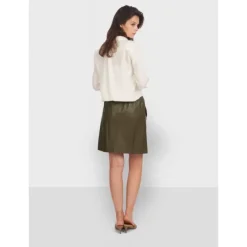 Skirts And Shorts*OAKWOOD Alba Khaki - Genuine Leather Straight Skirt
