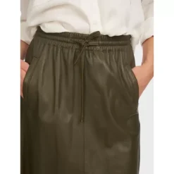 Skirts And Shorts*OAKWOOD Alba Khaki - Genuine Leather Straight Skirt