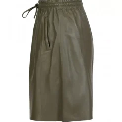Skirts And Shorts*OAKWOOD Alba Khaki - Genuine Leather Straight Skirt