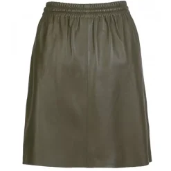 Skirts And Shorts*OAKWOOD Alba Khaki - Genuine Leather Straight Skirt