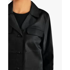 Jackets*OAKWOOD Alina Black - Short Buttoned Jacket In Genuine Leather