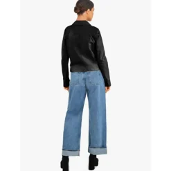 Jackets*OAKWOOD Alina Black - Short Buttoned Jacket In Genuine Leather