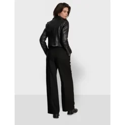 Biker Jackets*OAKWOOD Alizee Black - Short Genuine Leather Jacket With Washed Effect