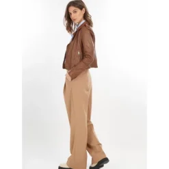 Biker Jackets*OAKWOOD Alizee Cognac - Short Genuine Leather Jacket With Washed Effect