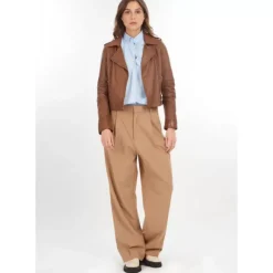 Biker Jackets*OAKWOOD Alizee Cognac - Short Genuine Leather Jacket With Washed Effect