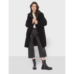 Coats*OAKWOOD Angelique Black - Faux Shearling Reversible Hooded Coat