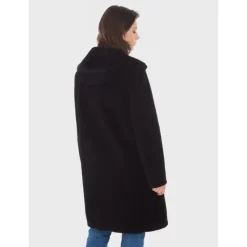 Coats*OAKWOOD Angelique Black - Faux Shearling Reversible Hooded Coat