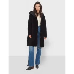 Coats*OAKWOOD Angelique Black - Faux Shearling Reversible Hooded Coat
