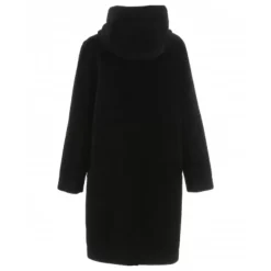 Coats*OAKWOOD Angelique Black - Faux Shearling Reversible Hooded Coat