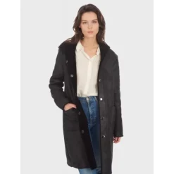 Coats*OAKWOOD Angelique Black - Faux Shearling Reversible Hooded Coat