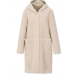 Coats*OAKWOOD Angelique Coffee - Faux Shearling Reversible Hooded Coat