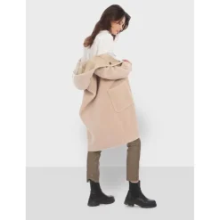 Coats*OAKWOOD Angelique Coffee - Faux Shearling Reversible Hooded Coat