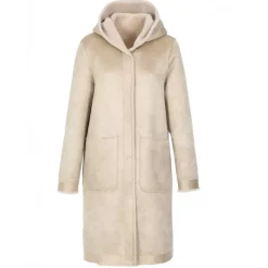 Coats*OAKWOOD Angelique Coffee - Faux Shearling Reversible Hooded Coat