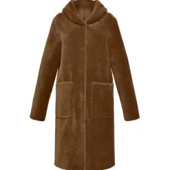 Coats*OAKWOOD Angelique Cognac - Faux Shearling Reversible Hooded Coat