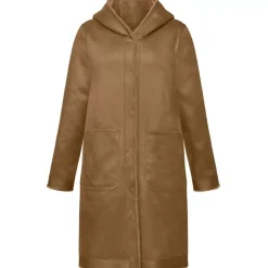 Coats*OAKWOOD Angelique Cognac - Faux Shearling Reversible Hooded Coat