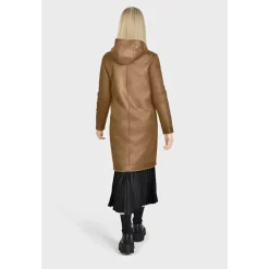 Coats*OAKWOOD Angelique Cognac - Faux Shearling Reversible Hooded Coat