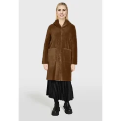 Coats*OAKWOOD Angelique Cognac - Faux Shearling Reversible Hooded Coat
