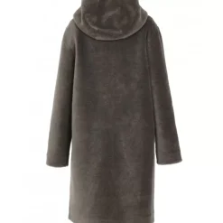 Coats*OAKWOOD Angelique Dark Khaki - Faux Shearling Reversible Hooded Coat