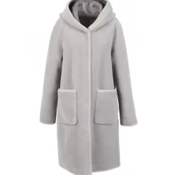 Coats*OAKWOOD Angelique Grey - Faux Shearling Reversible Hooded Coat