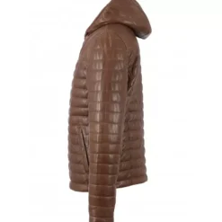 Down Jackets*OAKWOOD Aurelien Cognac - Two-Tone Genuine Leather Hooded Down Jacket