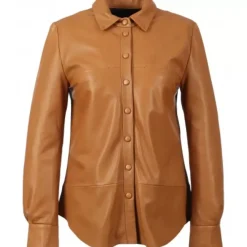 Tops And Shirts*OAKWOOD Babydoll Tobacco - Genuine Leather Shirt