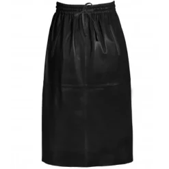 Skirts And Shorts*OAKWOOD Bamba Black - Straight Midi Skirt In Genuine Leather