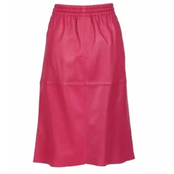Skirts And Shorts*OAKWOOD Bamba Fuchsia - Straight Midi Skirt In Genuine Leather