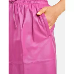 Skirts And Shorts*OAKWOOD Bamba Mauve - Straight Midi Skirt In Genuine Leather