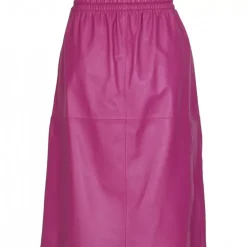 Skirts And Shorts*OAKWOOD Bamba Mauve - Straight Midi Skirt In Genuine Leather