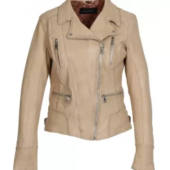 Biker Jackets*OAKWOOD Camera Dark Beige - Genuine Leather Jacket