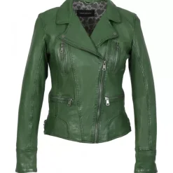 Biker Jackets*OAKWOOD Camera Green - Genuine Leather Jacket