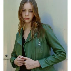 Biker Jackets*OAKWOOD Camera Green - Genuine Leather Jacket