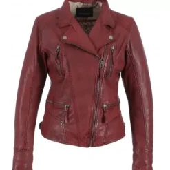 Biker Jackets*OAKWOOD Camera Red - Genuine Leather Jacket