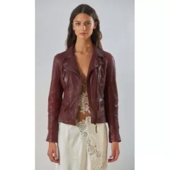 Biker Jackets*OAKWOOD Camera Red - Genuine Leather Jacket