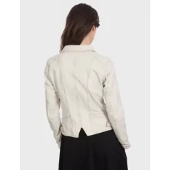 Biker Jackets*OAKWOOD Camera White - Genuine Leather Jacket With Washed Effect