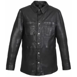 Simple Jackets*OAKWOOD Carter Black - Overshirt In Genuine Sheep Leather With Washed Effect