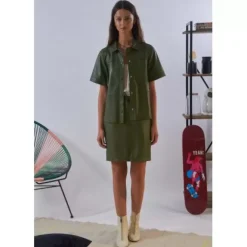 Skirts And Shorts*OAKWOOD Celia Bronze - High Waist Straight Skirt In Genuine Leather