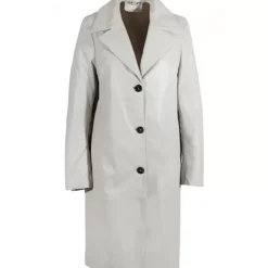 Coats*OAKWOOD Charlotte Concrete - Genuine Leather Long Coat