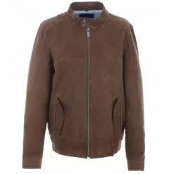 Jackets*OAKWOOD Chicago Cognac - Elegant Jacket In Genuine Leather With Mao Collar And Teddy Belt