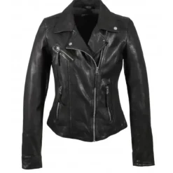 Biker Jackets*OAKWOOD Clips Black - Asymetrical Refined Jacket In Genuine Leather