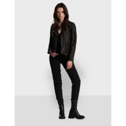 Biker Jackets*OAKWOOD Clips Black - Asymetrical Refined Jacket In Genuine Leather