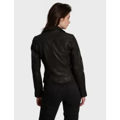Biker Jackets*OAKWOOD Clips Black - Asymetrical Refined Jacket In Genuine Leather