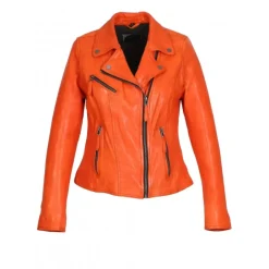Biker Jackets*OAKWOOD Clips Coral - Asymetrical Refined Jacket In Genuine Leather