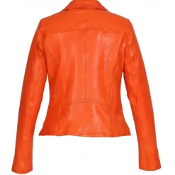 Biker Jackets*OAKWOOD Clips Coral - Asymetrical Refined Jacket In Genuine Leather