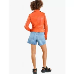 Biker Jackets*OAKWOOD Clips Coral - Asymetrical Refined Jacket In Genuine Leather