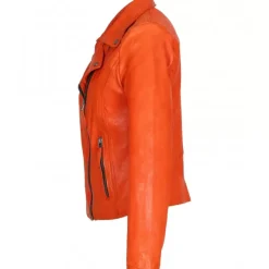Biker Jackets*OAKWOOD Clips Coral - Asymetrical Refined Jacket In Genuine Leather