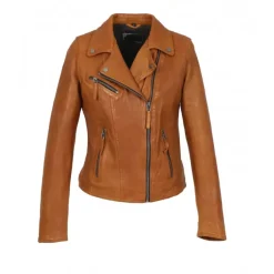 Biker Jackets*OAKWOOD Clips Dark Yellow - Asymetrical Refined Jacket In Genuine Leather