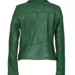 Biker Jackets*OAKWOOD Clips Green - Asymetrical Refined Jacket In Genuine Leather